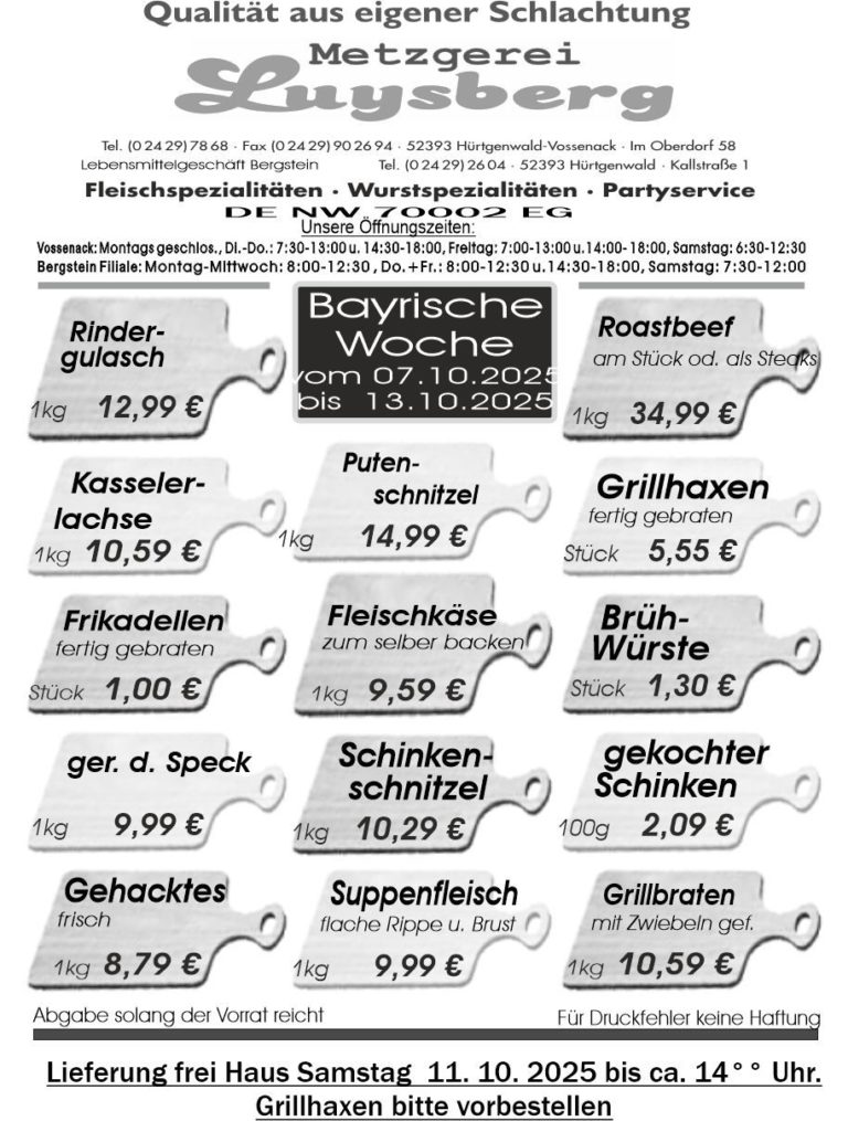 Metzgerei Luysberg - Angebot 2025 Oktoberfest vom 07.10. 13.10.2025 1