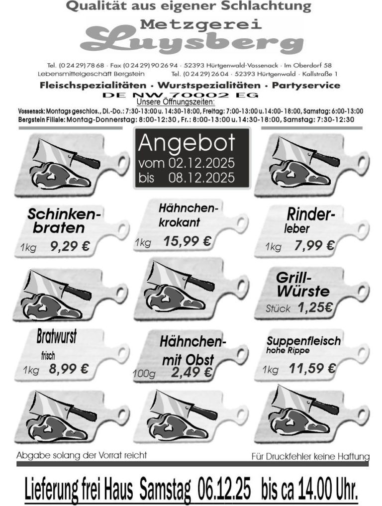 Metzgerei Luysberg - Angebot 2025 vom 02.12. 08.12.2025