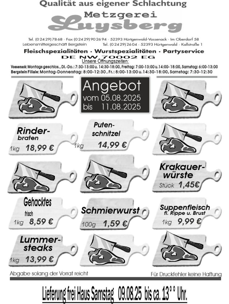 Metzgerei Luysberg - Angebot 2025 vom 05.08. 11.08.2025