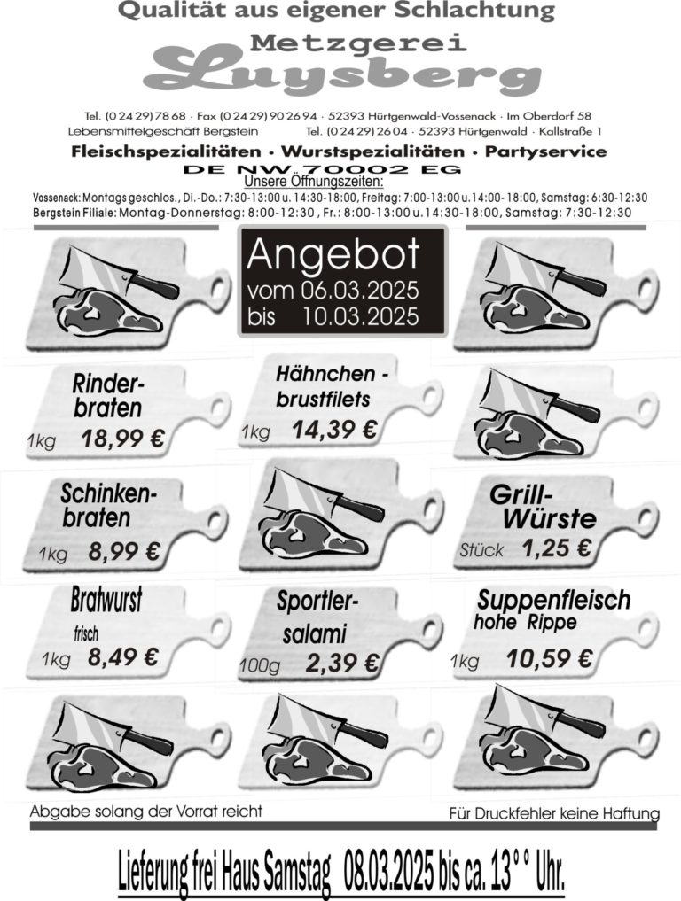 Metzgerei Luysberg - Angebot 2025 vom 06.03. 10.03.2025