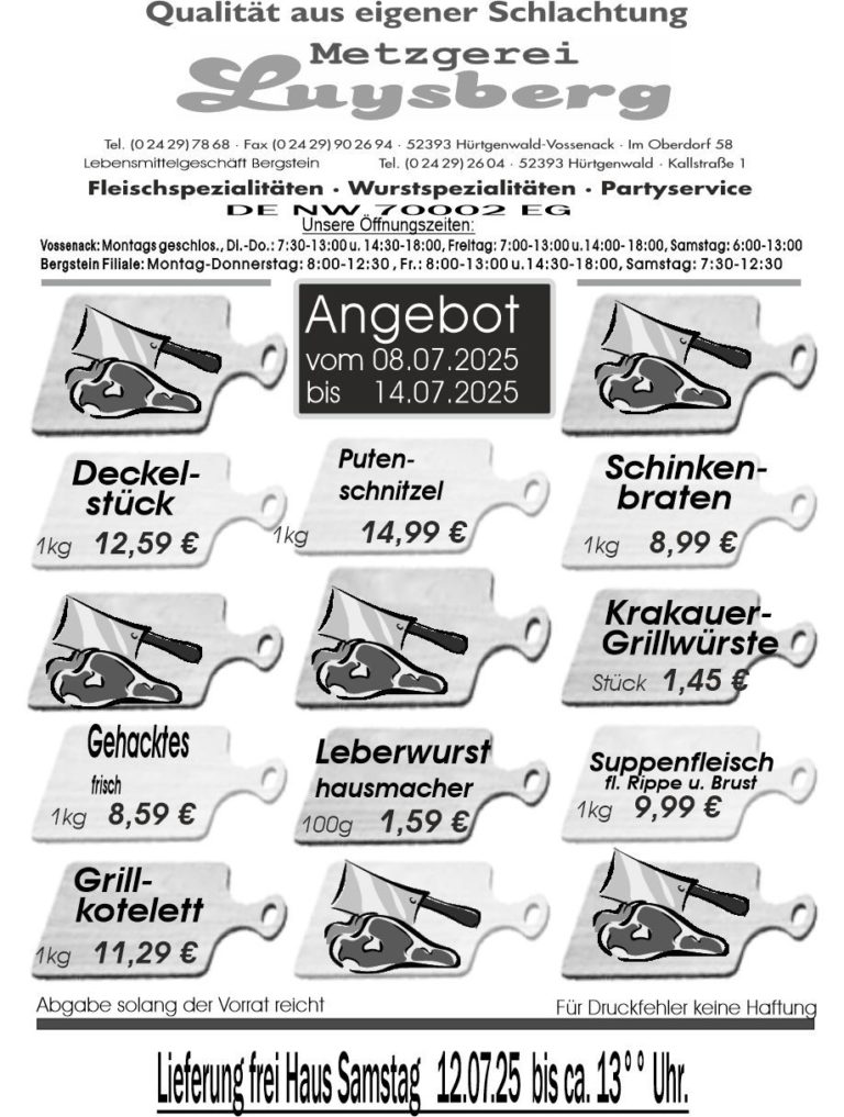 Metzgerei Luysberg - Angebot 2025 vom 08.07. 14.07.2025