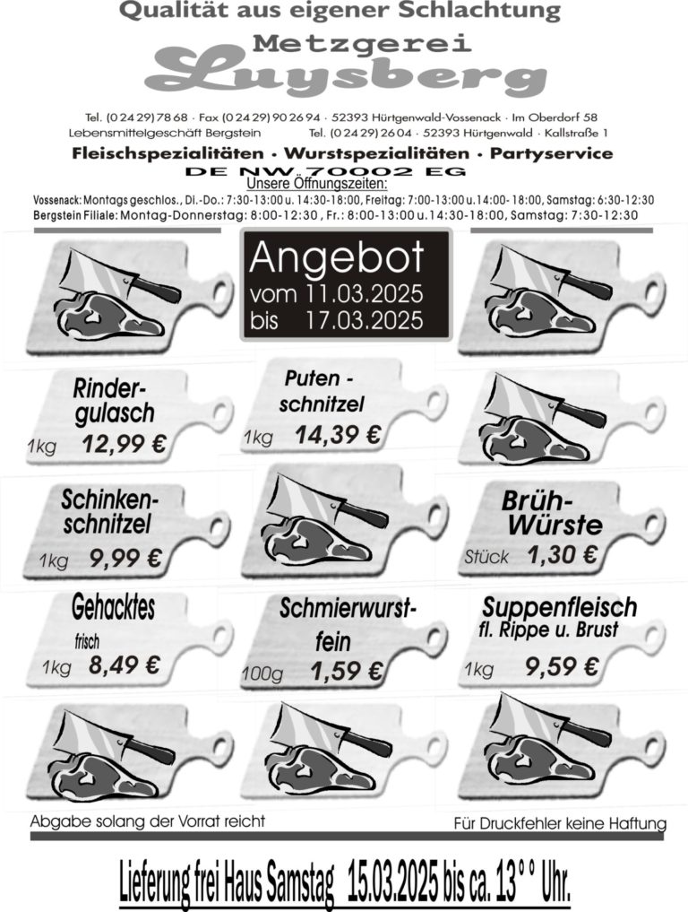 Metzgerei Luysberg - Angebot 2025 vom 11.03. 17.03.25