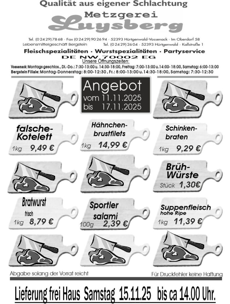 Metzgerei Luysberg - Angebot 2025 vom 11.11. 17.11.25