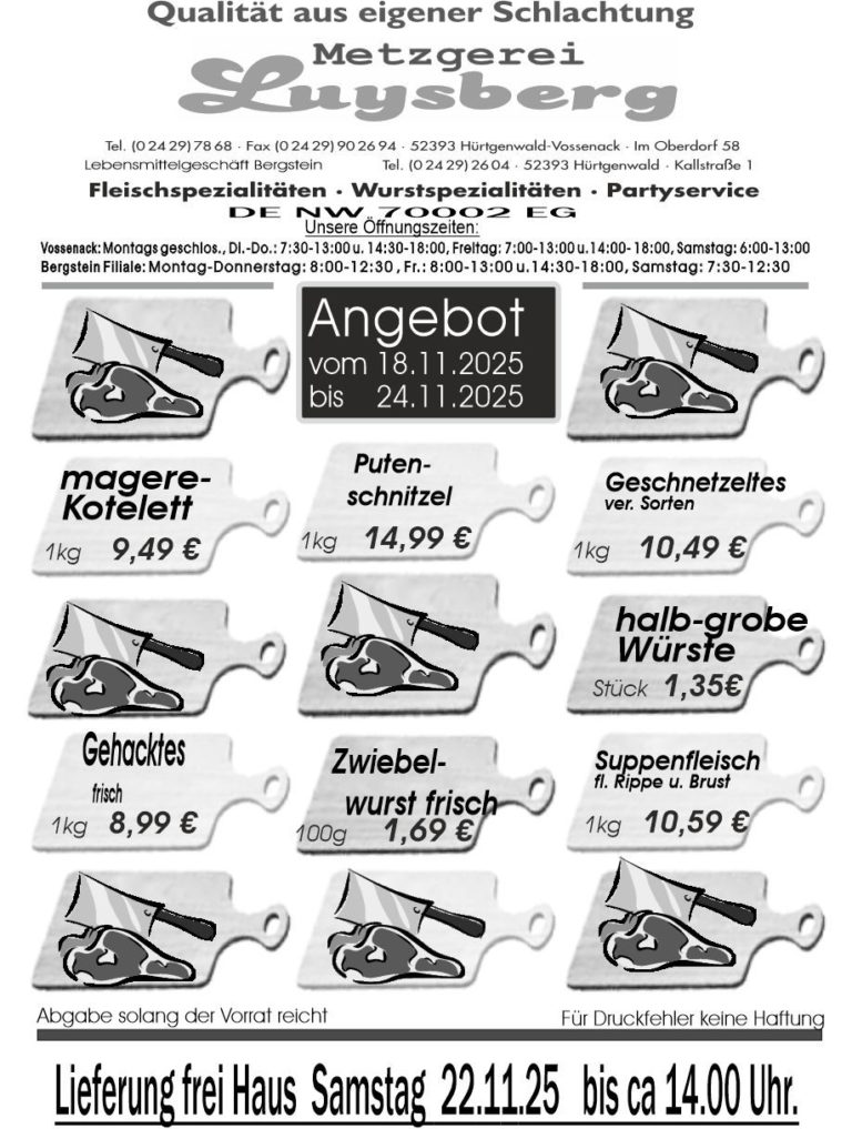 Metzgerei Luysberg - Angebot 2025 vom 18.11. 24.11.2025