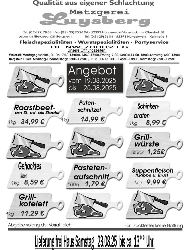 Metzgerei Luysberg - Angebot 2025 vom 19.08. 25.08.2025