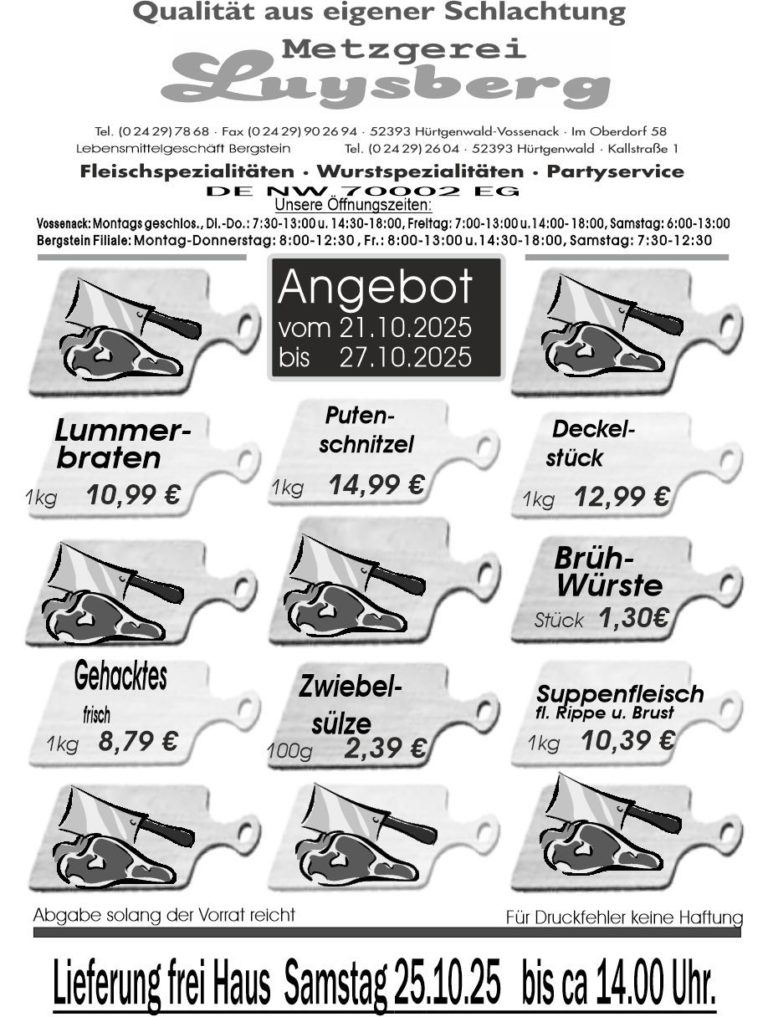 Metzgerei Luysberg - Angebot 2025 vom 21.10. 27.10.2025