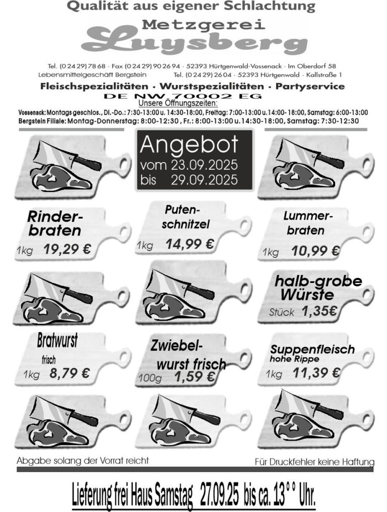 Metzgerei Luysberg - Angebot 2025 vom 23.09. 29.09.2025 1