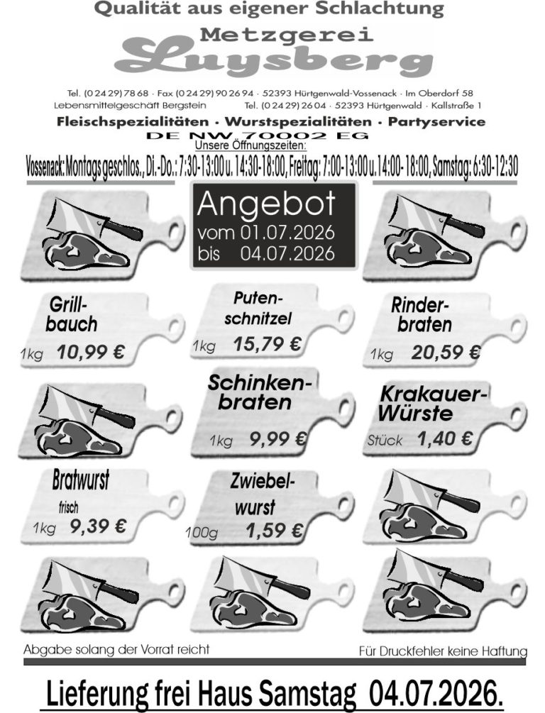 Metzgerei Luysberg - Angebot 2026 vom 01.07. 04.07.2026