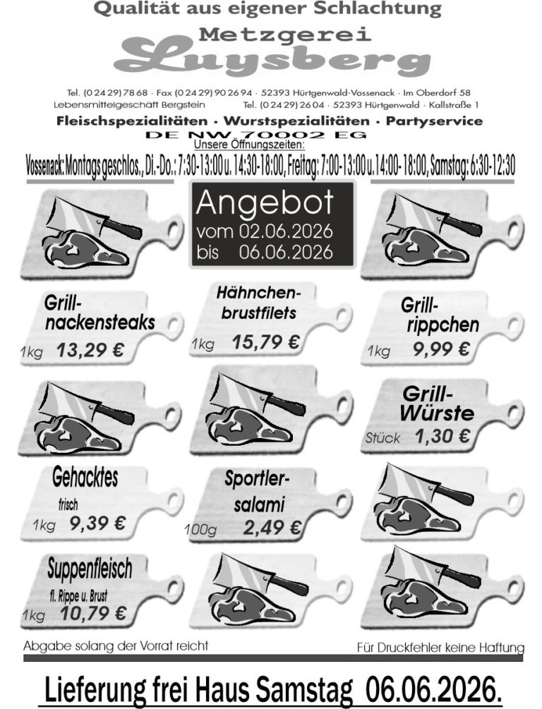 Metzgerei Luysberg - Angebot 2026 vom 02.06. 06.06.2026