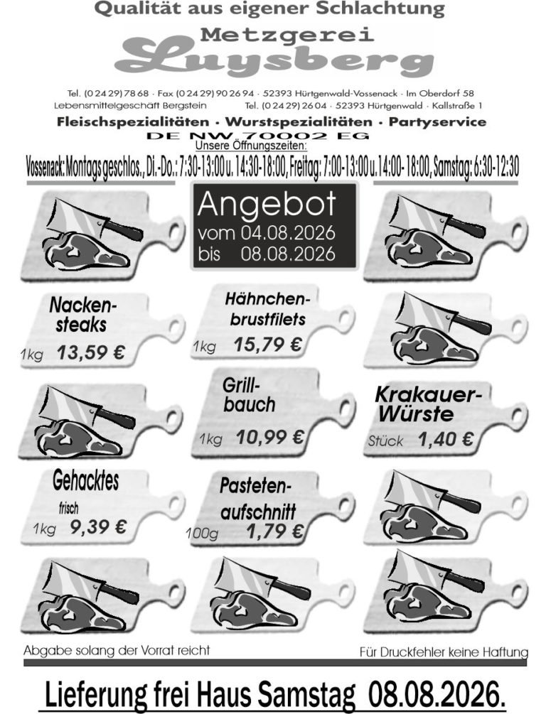 Metzgerei Luysberg - Angebot 2026 vom 04.08. 08.08.2026