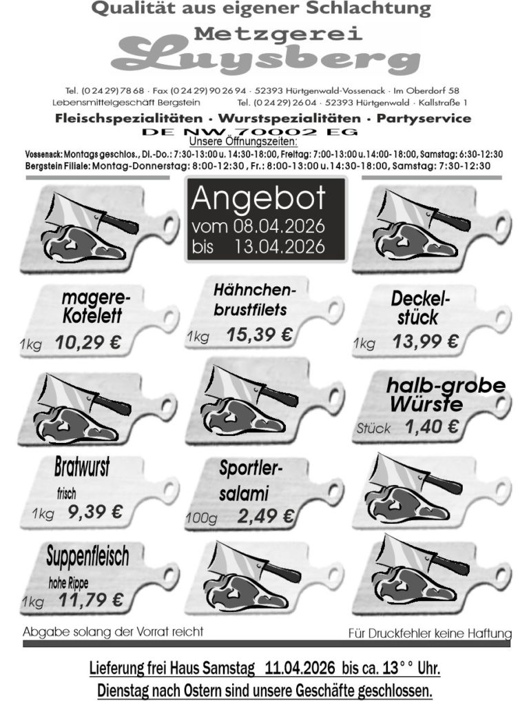Metzgerei Luysberg - Angebot 2026 vom 08.04. 13.04.2026