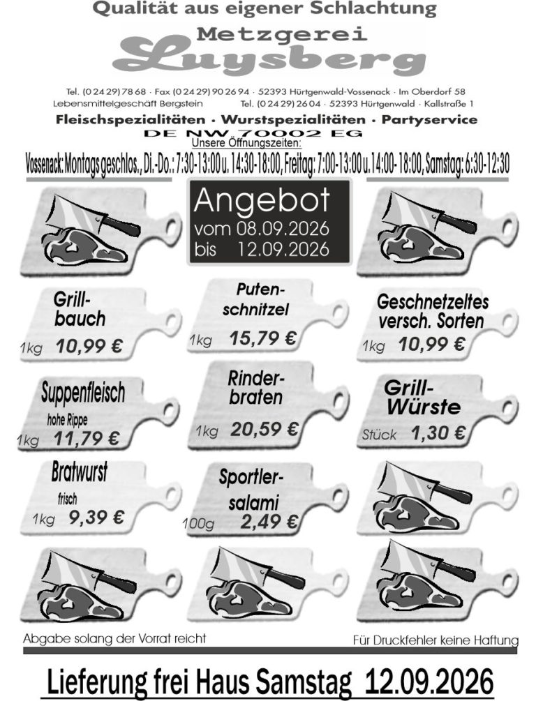 Metzgerei Luysberg - Angebot 2026 vom 08.09. 12.09.2026