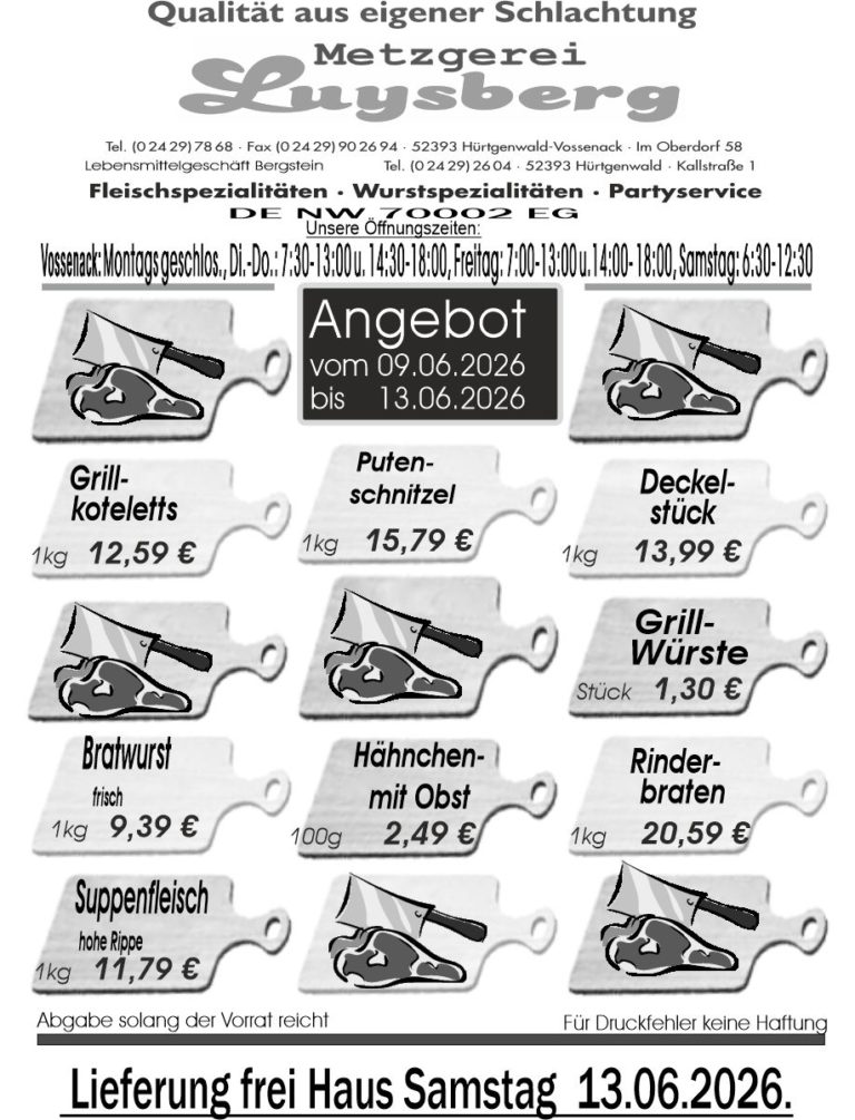 Metzgerei Luysberg - Angebot 2026 vom 09.06. 13.06.2026