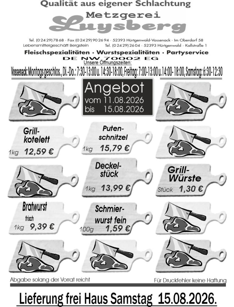 Metzgerei Luysberg - Angebot 2026 vom 11.08. 15.08.2026