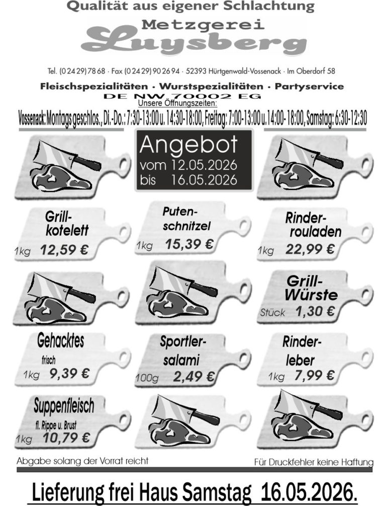 Metzgerei Luysberg - Angebot 2026 vom 12.05. 16.05.2026