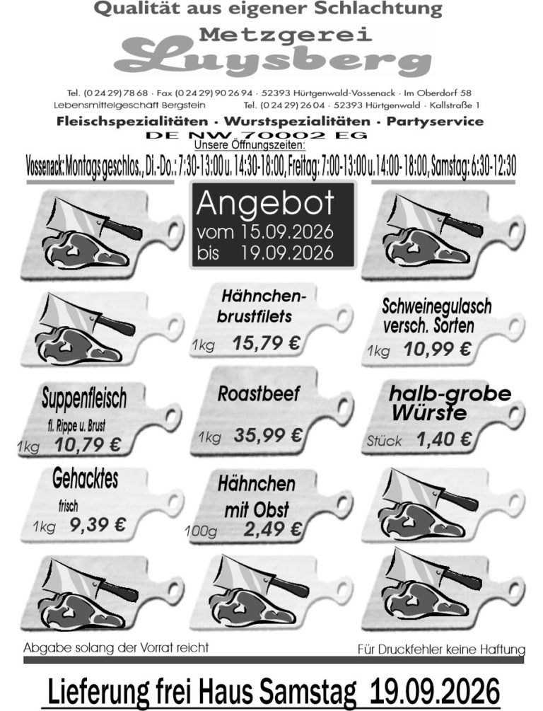 Metzgerei Luysberg - Angebot 2026 vom 15.09. 19.09.2026