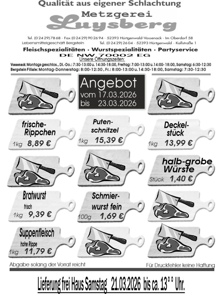 Metzgerei Luysberg - Angebot 2026 vom 17.03. 23.03.26