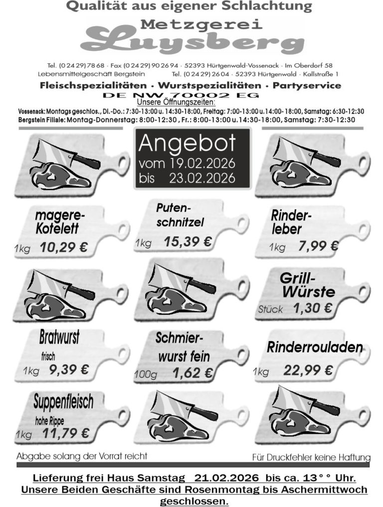 Metzgerei Luysberg - Angebot 2026 vom 19.02. 23.02.2026