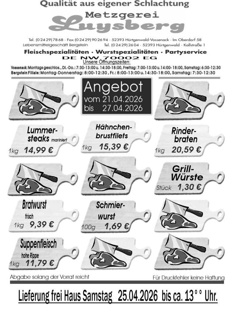 Metzgerei Luysberg - Angebot 2026 vom 21.04. 27.04.2026