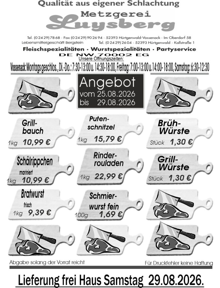 Metzgerei Luysberg - Angebot 2026 vom 25.08. 29.08.2026