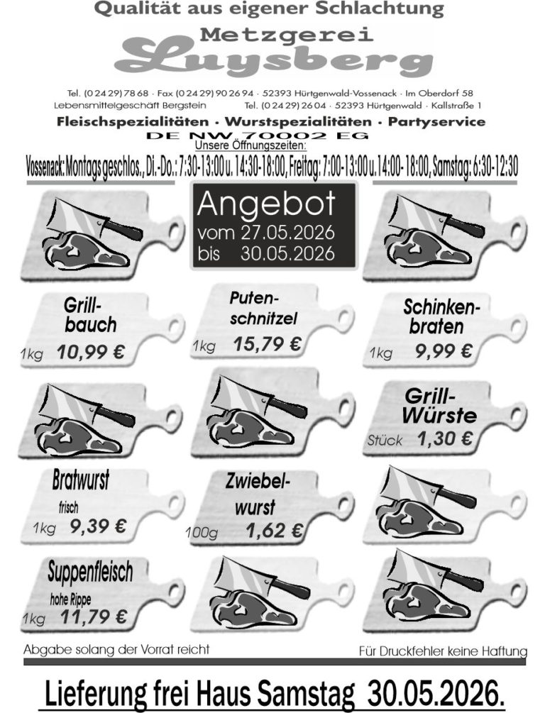 Metzgerei Luysberg - Angebot 2026 vom 27.05. 30.05.2026