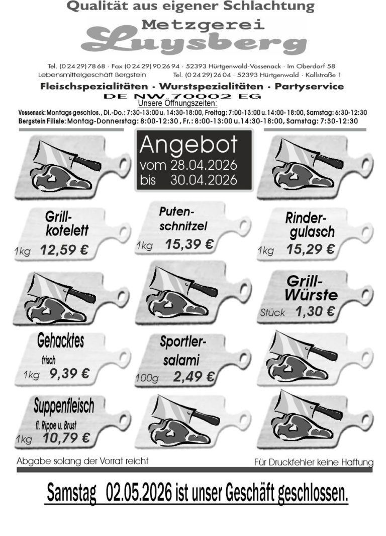 Metzgerei Luysberg - Angebot 2026 vom 28.04. 30.04.2026